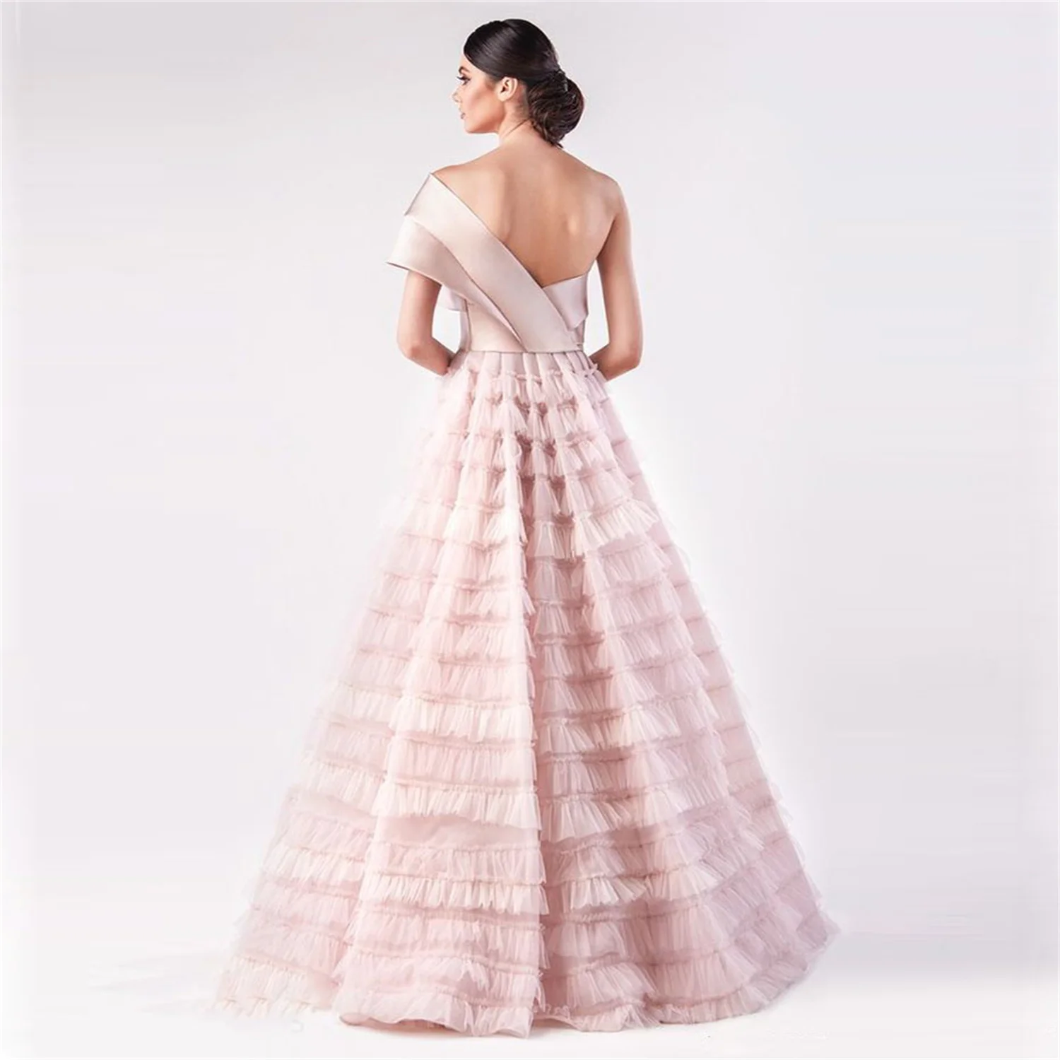 Aileen Princess Pink Multi-layer A-line Dresses for Formal Occasions Dubai Evening Dress 2024 Luxury Ball Gowns Gala