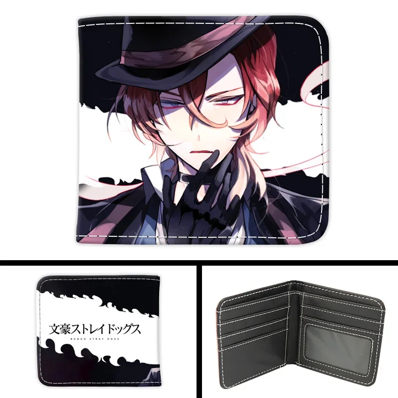 Anime Short Wallet Dazai Osamu Nakahara Chuuya Akutagawa Atsushi PU Leather Card Holder Coin Bag Paper Money Purse Fans Gift