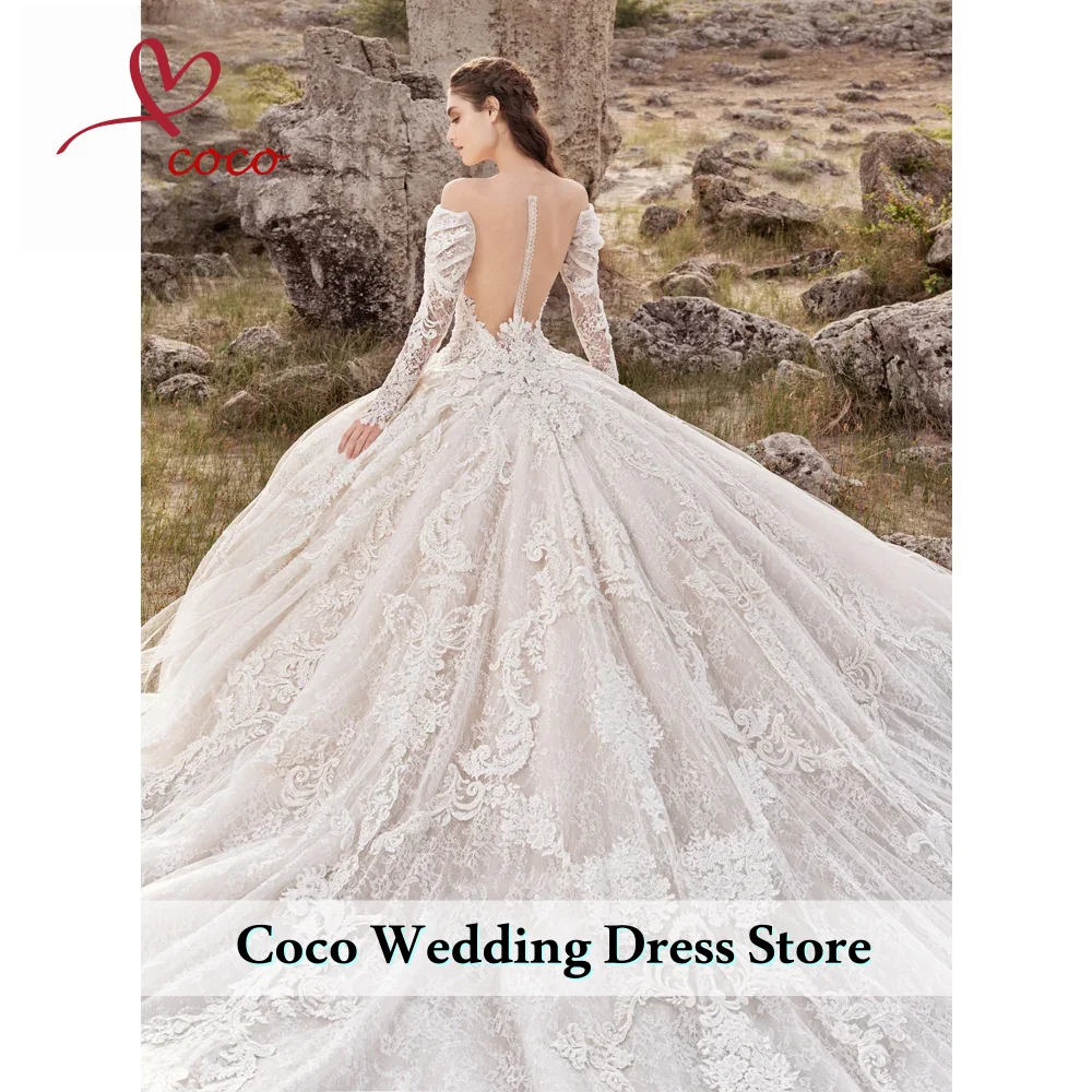 Роскошное бальное платье по индивидуальному заказу, свадебное платье, милое платье с длинным рукавом, королевский шлейф, вечерние платья принцессы для невесты, Vestido de Noiva