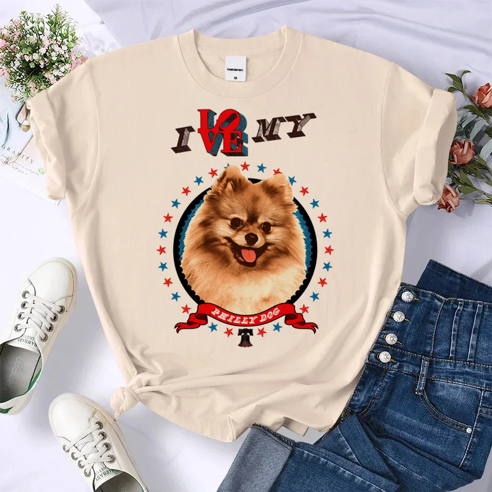 Pomeranian t shirt women comic harajuku tshirt girl funny anime clothes