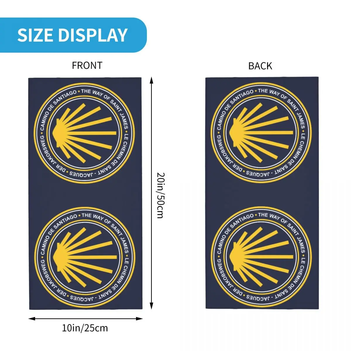 Custom Shell Camino De Santiago Navy Shield Bandana Neck Gaiter UV Protection Face Scarf Cover Women Men Headband Tube Balaclava