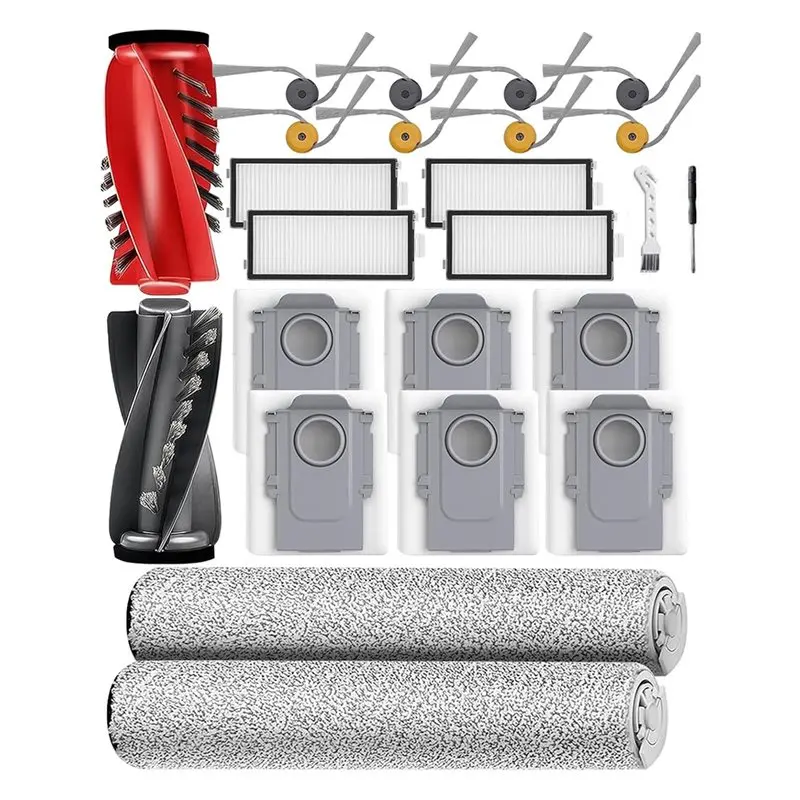 [HOT!A24R】 Accessories Kit Main Brush, Dust Bag, Side Brush, Roller Mop Cloth, HEPA Filter For Roborock Qrevo Curv 2 Flow Robot