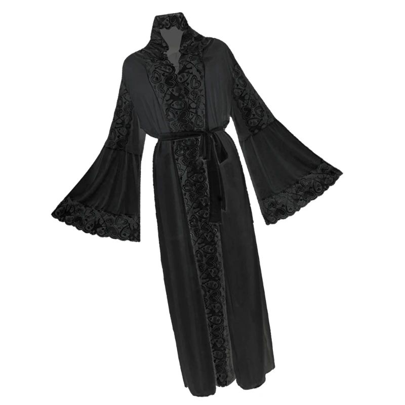 q22d-elegant-lace-trim-hooded-nightgown-soft-mesh-fabric-for-women-ensuring-comfortable-experience-during-home-activity