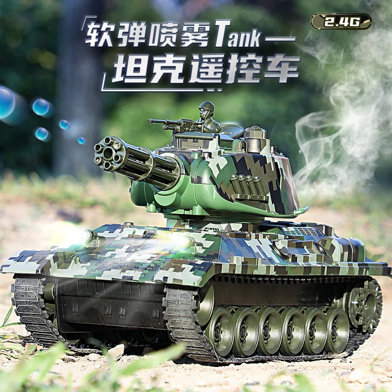 34CM Big RC Tank Battle World War Machine For Radio-Controlled Tanks Launching Water Bombs Spray Function Tanks Boy Toys Kid