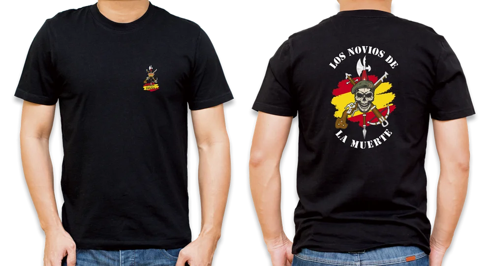 Camiseta Basica Negra Legión Española - Los Novios De La Muerte - Algodon 100%