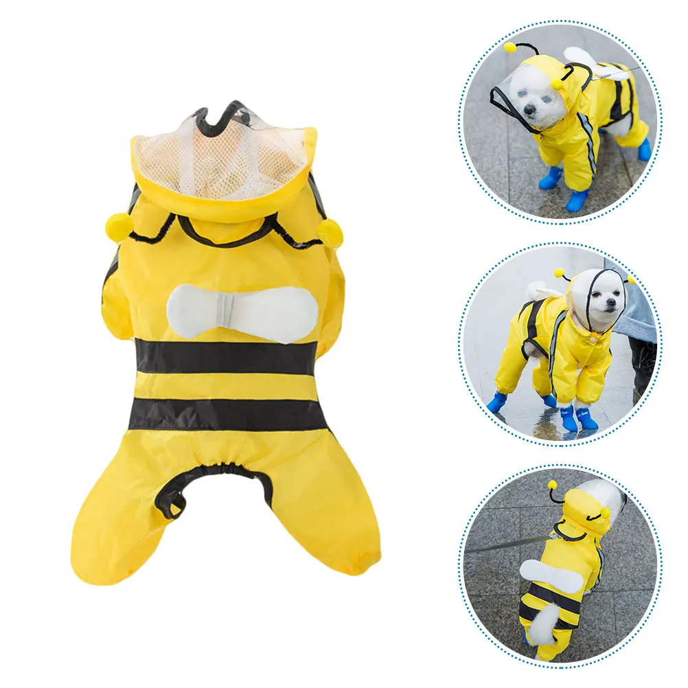 

1 pc Bee Shape Dog Raincoat Waterproof Packable Lightweight Rain Poncho Jacket For Small Medium Dogs Outdoor Travel Pet Rain