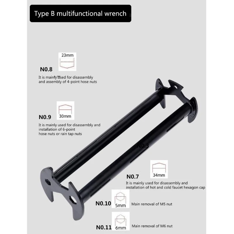   Universal Four-Claw Hexagon Wrench Tool for Bathroom Fixtures Repairs Tool