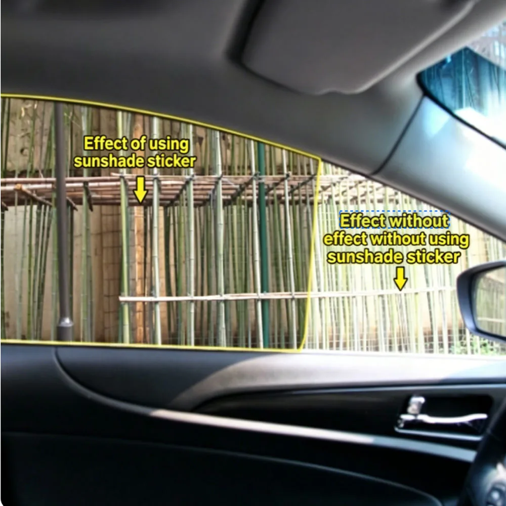 Car Window Sunshade Stickers 2Pcs, PVC Static Mesh Film, No Residue, Safe for Glass/Tint, UV Block, Easy to Apply & Remove