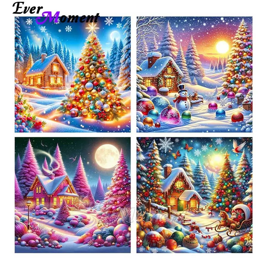 

Ever Moment Winter Landscape AB Diamond Cross Stitch Christmas Tree Diamond Painting House Decor ASF3136