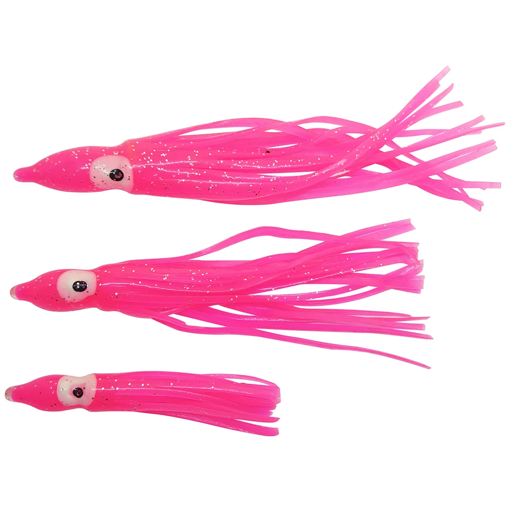 

500 pieces Rubber Squid Skirts 11cm Pink Octopus Soft Fishing Lures Tuna Sailfish Baits