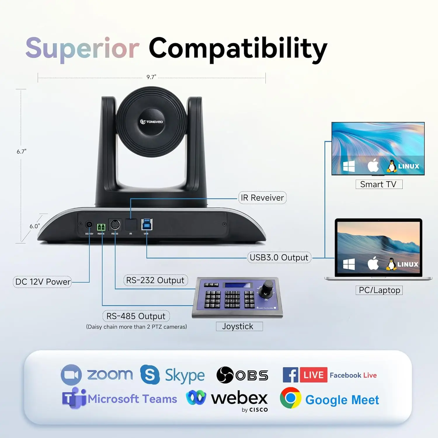 회의실 카메라 시스템, AI 자동 추적 카메라, 무선 블루투스 스피커폰 세트, USB 124-D, 5 배 디지털 줌, 4K