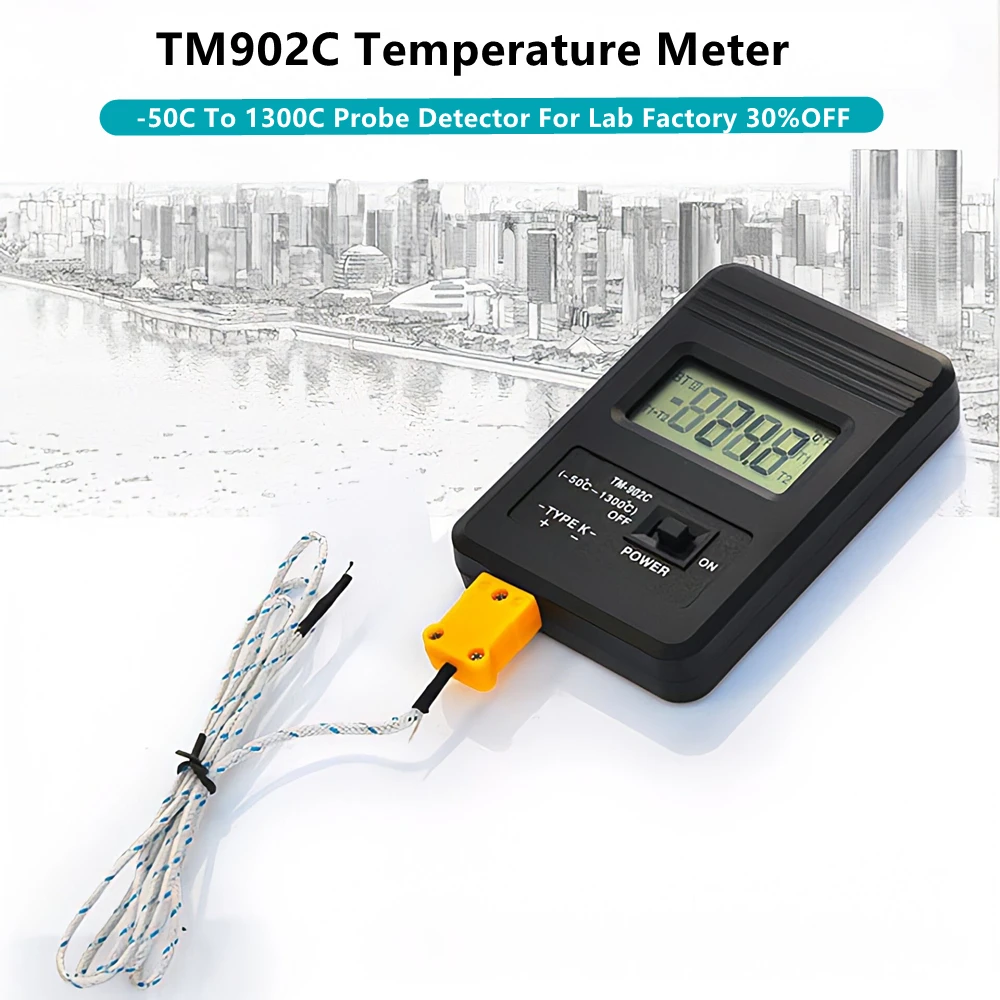 

TM902C K TypeTemperature Meter Thermometer Tester -50C to1300C Thermocouple Needle TP01 Probe Detector For Lab Factory 30%OFF