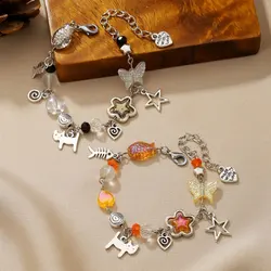 1Pair Pulseras matching de gato naranja y gato negro