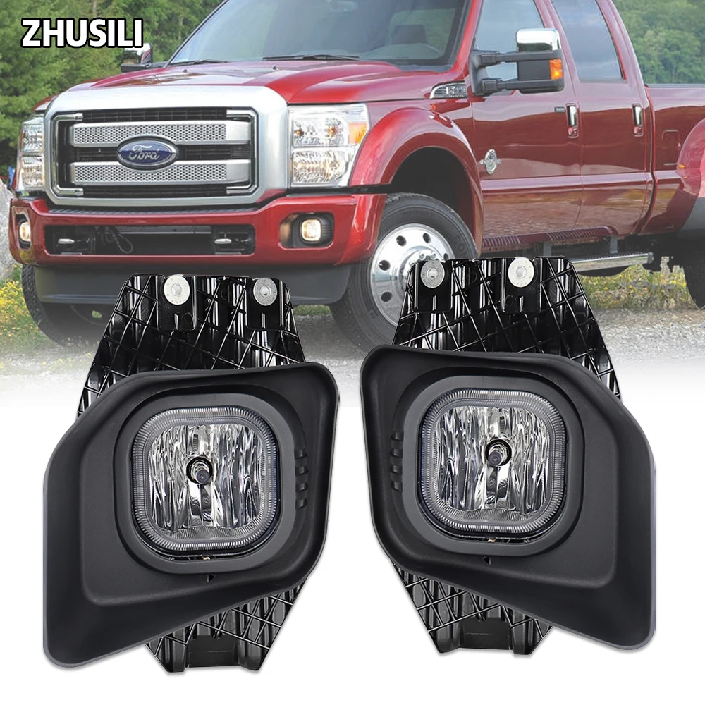 2x Car Driving Fog Lights Lamps for Ford F 250 F 350 F 450 Super Duty 2011 - 2016 Front Bumper Fog Light Clear Lens Black Sheel