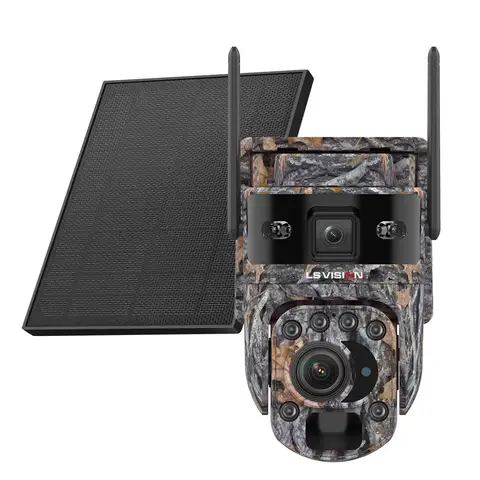 LS VISION 60X Zoom Trail Cameras Solar Dual Screen View Live 4G SIM/WIFI Camera Outdoor with Motion Activated Color Night Vision