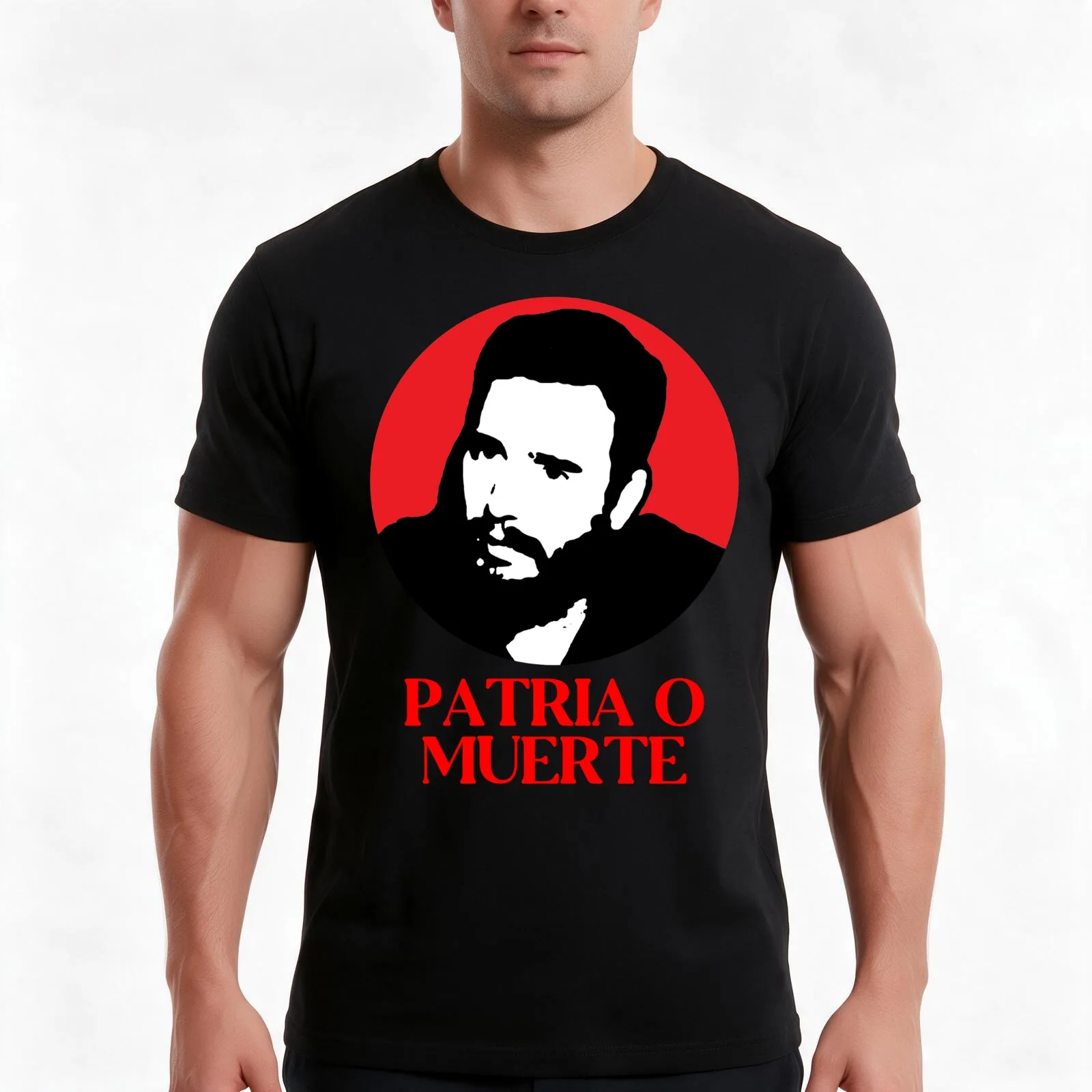 Fidel Castro Patria O Muerte T-Shirt, Summer Casual Cotton Tee, Oversized Streetwear Tops, Vintage Graphic Print, 100% Cotton