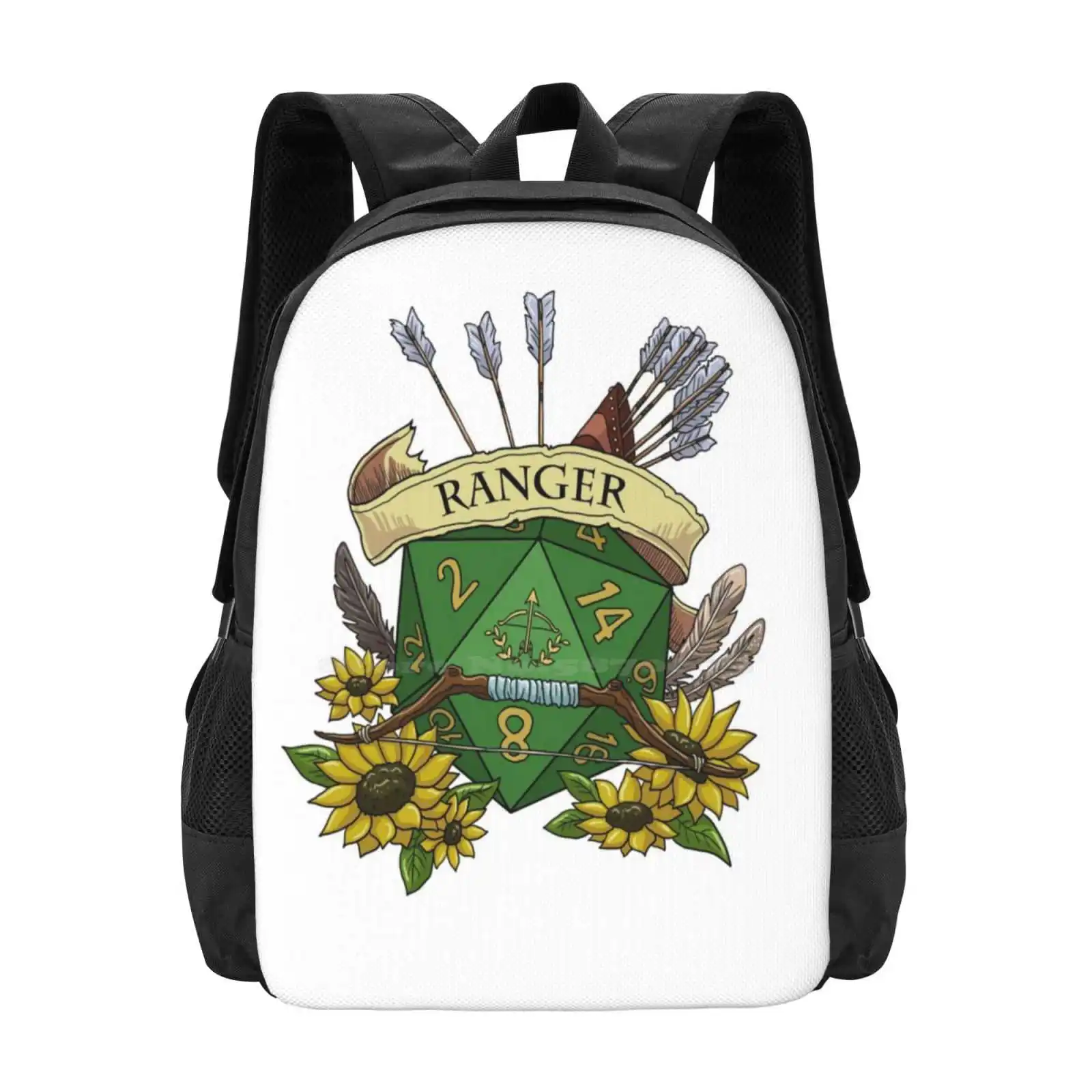 Dice Ranger Hot Sale Schoolbag Backpack Fashion Bags Dnd Dice And Dragons Tabletop Roleplay D20 Ranger Fantasy Animals