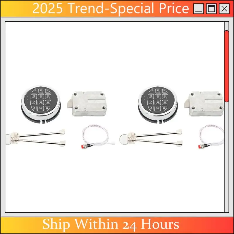 

Feb.2X Electronic Safe Lock With Solenoid Lock & 2 Override Keys,Chrome Keypad Security Fireproof Safe Box And More