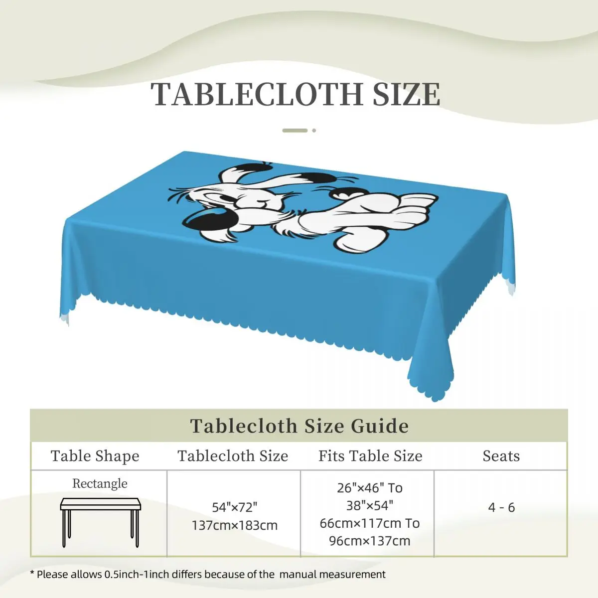 مفرش طاولة مستطيل للطاولة في الهواء الطلق ، غطاء مقاوم للزيت ، أستيريكس مناسب وقابل للطي ، Dogmatix ، 40 "إلى 44" #6