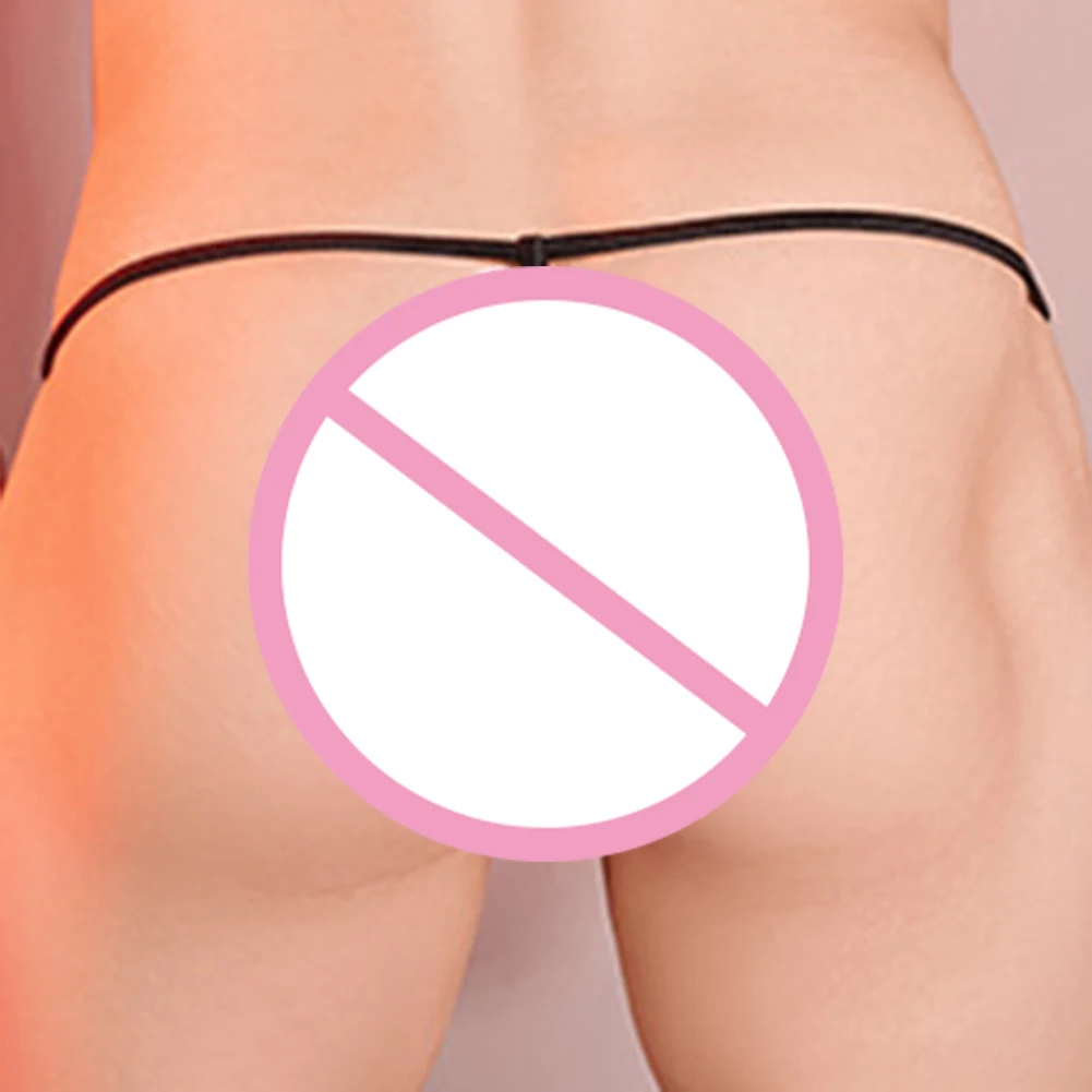 

Men Sexy Oil Shiny Low Waist Thong Thin Hollow Underwear Elastic Lingerie Briefs Panties SM Thin Strap Solid Soft Mens T-back