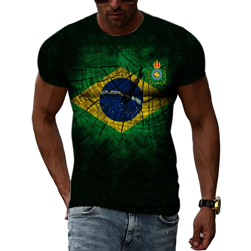 Brazilian Flag 3D Print T-shirts Summer Men Woman Short Sleeve Casual Tees Fashion Streetwear Harajuku T Shirt Kid Tops Clothing