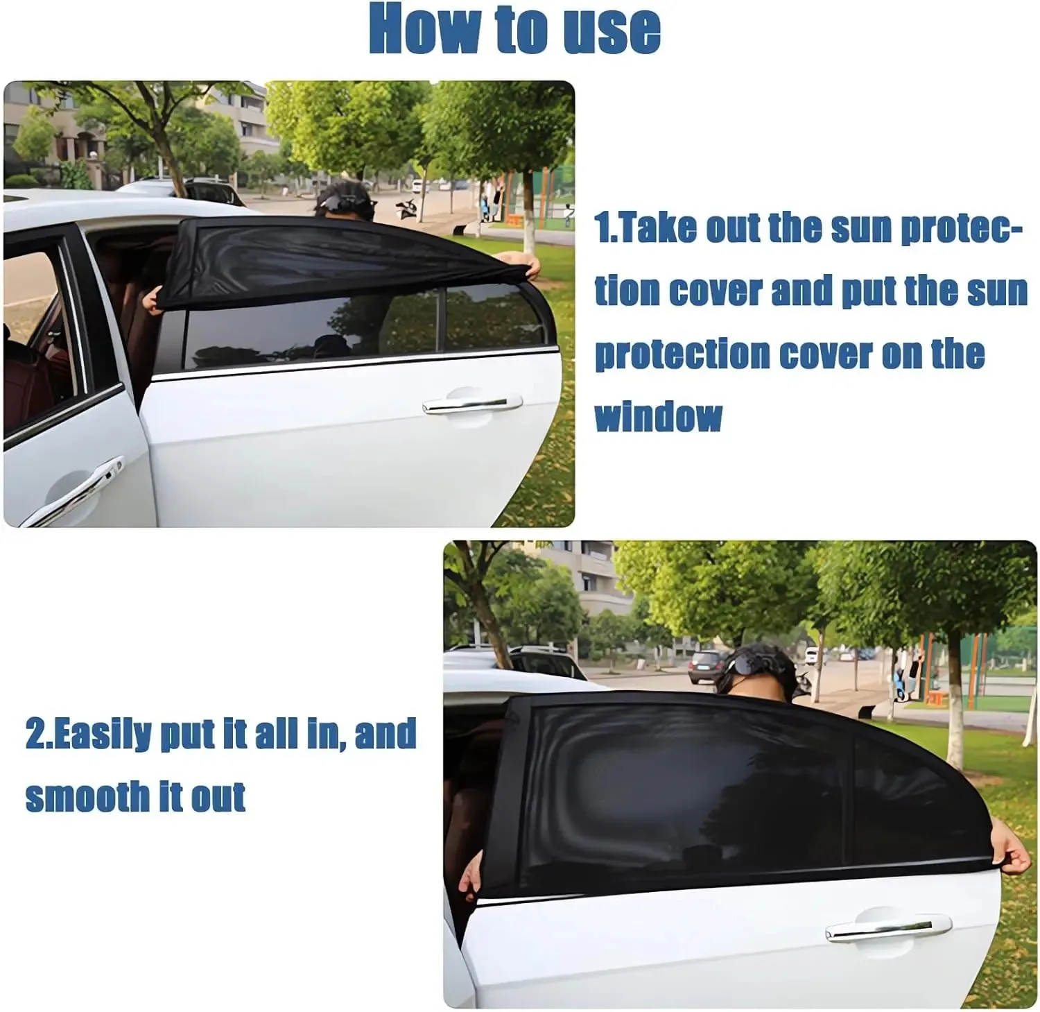 4pcs Car Rear Side Window Sunshade UV Protect Shield Mesh Prevent Mosquito Sunshine Privacy Protection Foldable Curtain Summer