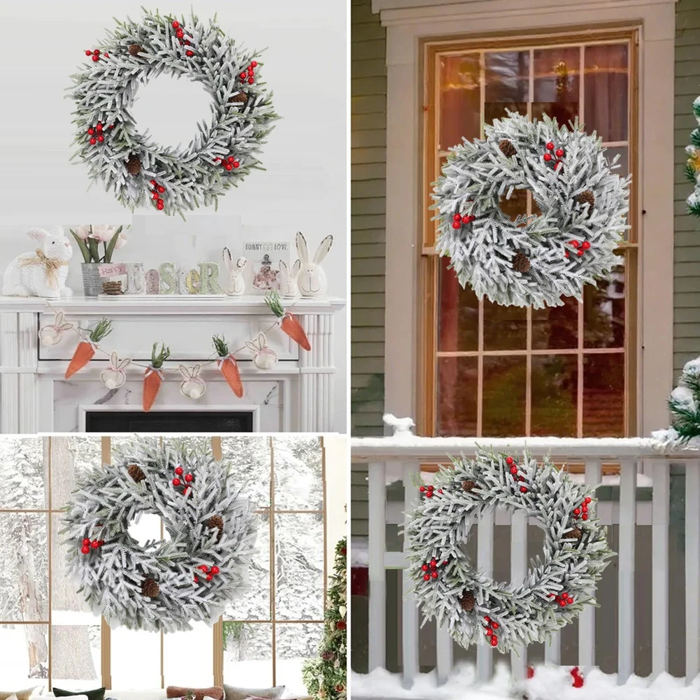 Christmas Spray Holly Wreath 35cm Plastic Berry Garland For Door Wall Window Holiday Home Decorations Christmas