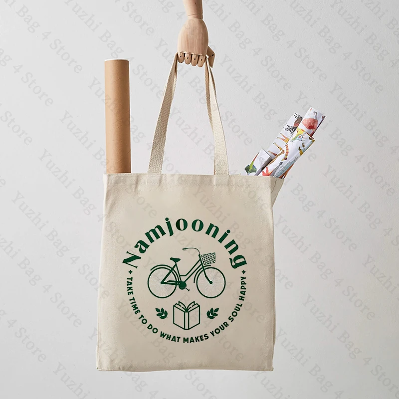 Stylish Namjooning Pattern Canvas Tote Bag Shoulder Bag Kpop Lightweight Handbag Versatile Shopper Organizer Namjun Fans Merch