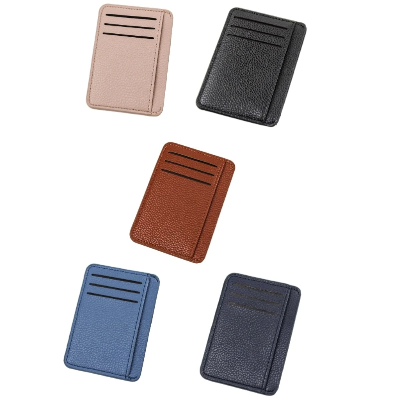 Ultra-slim Bank Credit Card Holder Organizer Cash Purse Multi-slot Pocket Wallet for Women Men Solid Color Leather Card Bag