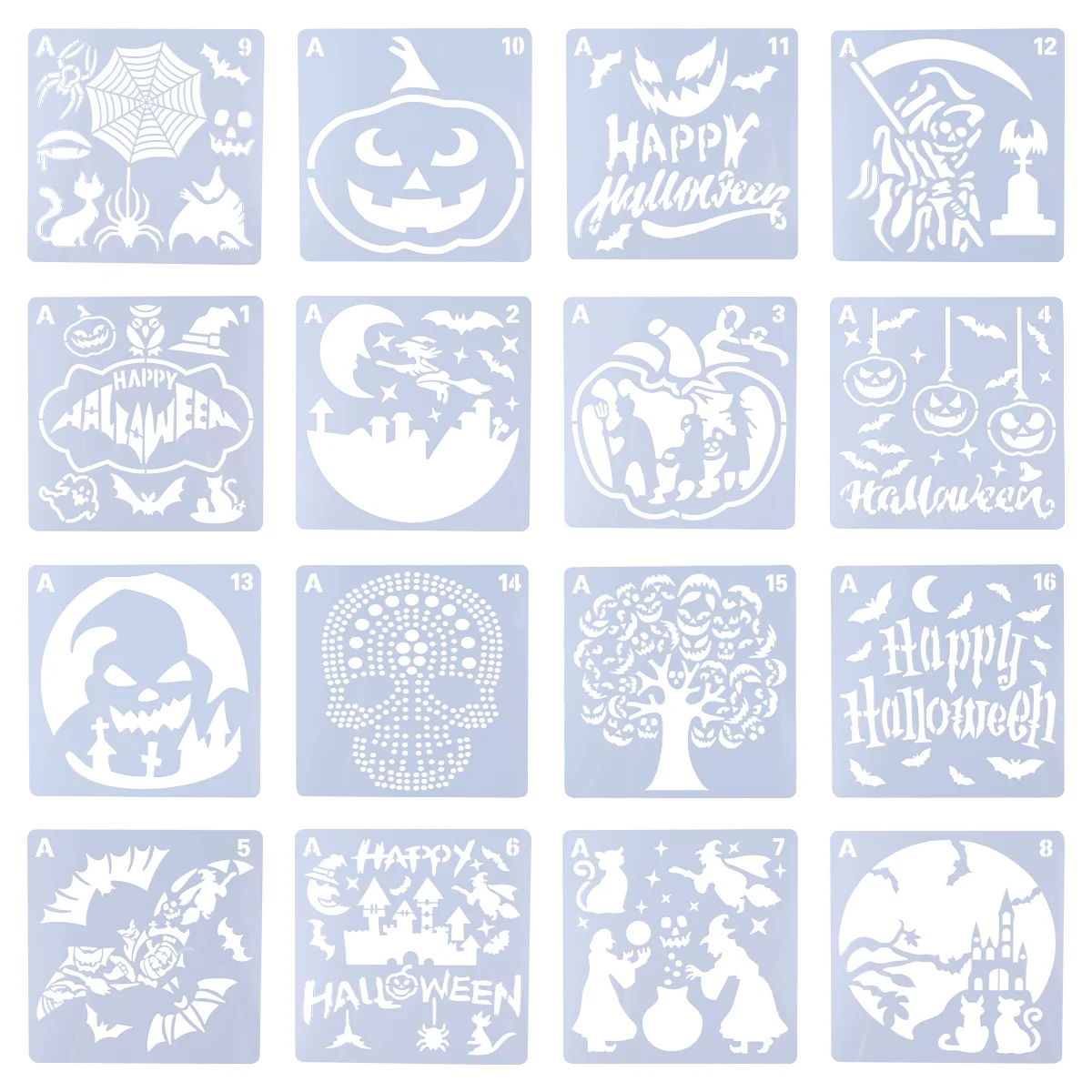 16 Pcs Halloween Cutout Painting Template Wall Decals for Kids Banner Decor Hollow Guitar