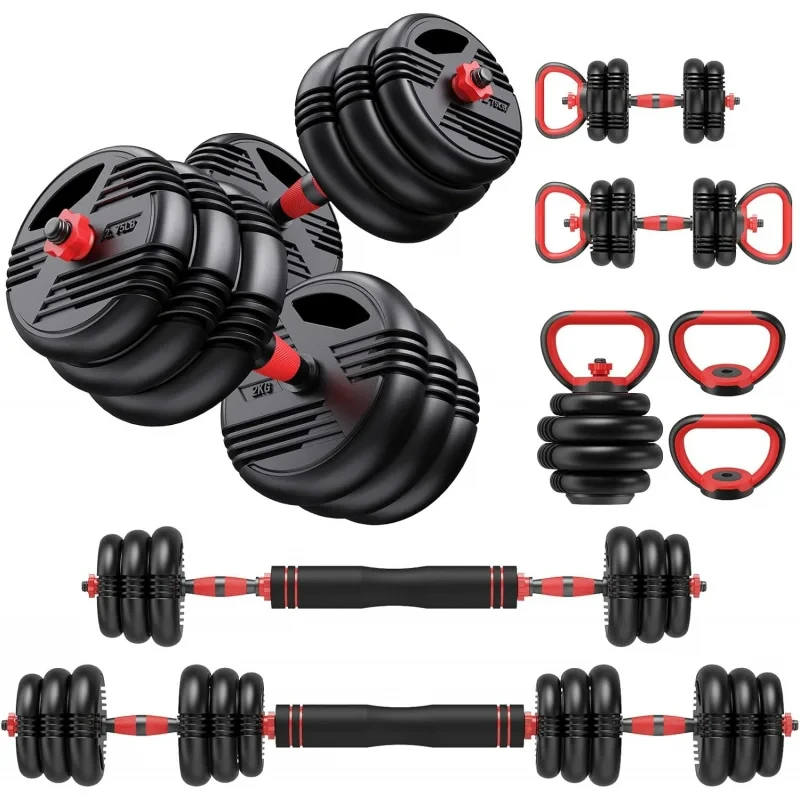 AQAdjustable ,22LB/44LB/66/88LB Weights,4-in-1 Set with Connector for Home Gym,Used as Dumbbell,Kettlebell,