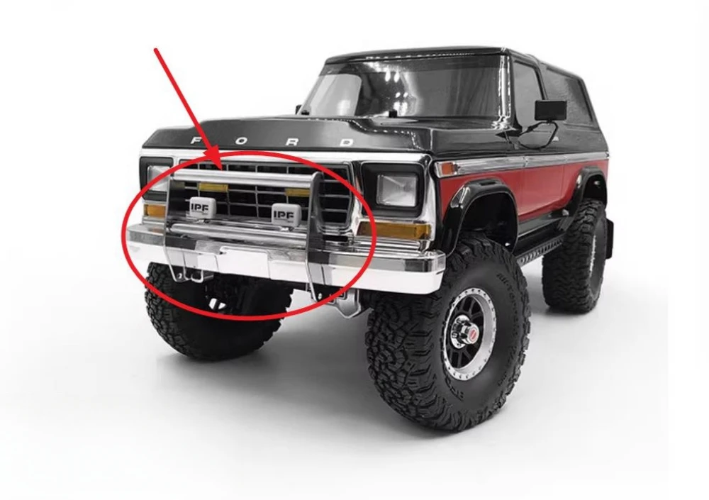 Metal Front Bumper and IPF Lights sets fit Traxxas trx4 1979 bronco Ranger XLT 1/10 RC Car Option parts