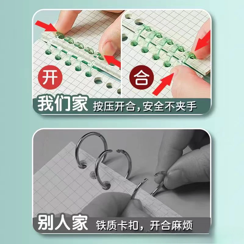 20Pcs Binding Spines Snap Split Binder Rings Learning Cards A4 A5 A6 Notebook Loose Leaf Stationery Office Supplies Plastic