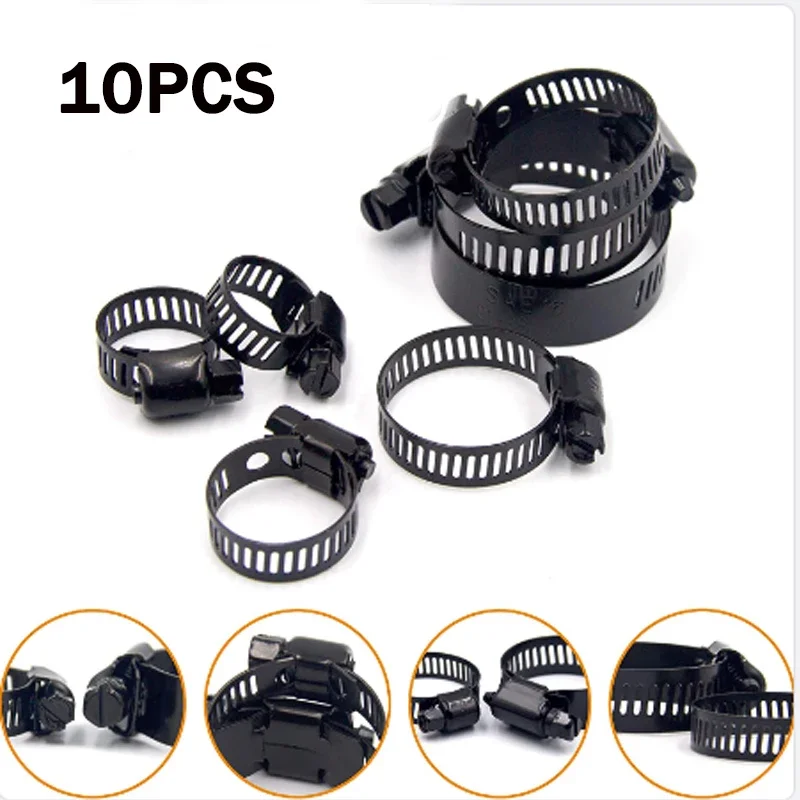 10pcs Stainless Steel Adjustable 6-38mm Range Worm Gear Hose Clamps Kit Clamps for Woodworking Spring Pipe Clamp