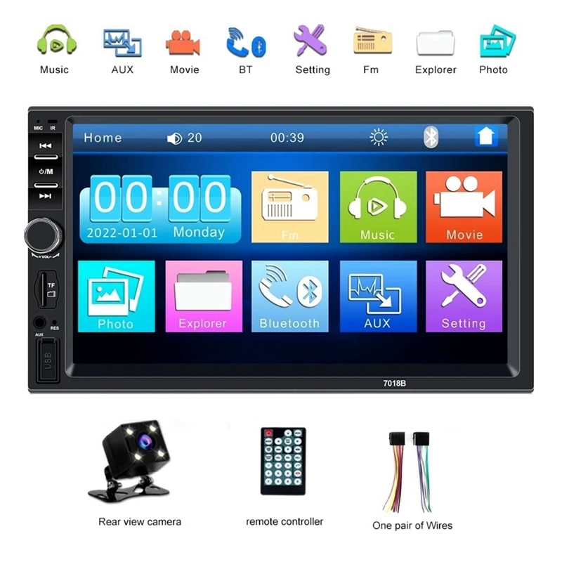 

Universal 7Inch 2 Din Touch Screen Stereo Player MP5 Bluetooth Multimedia Player With Camera 7018B