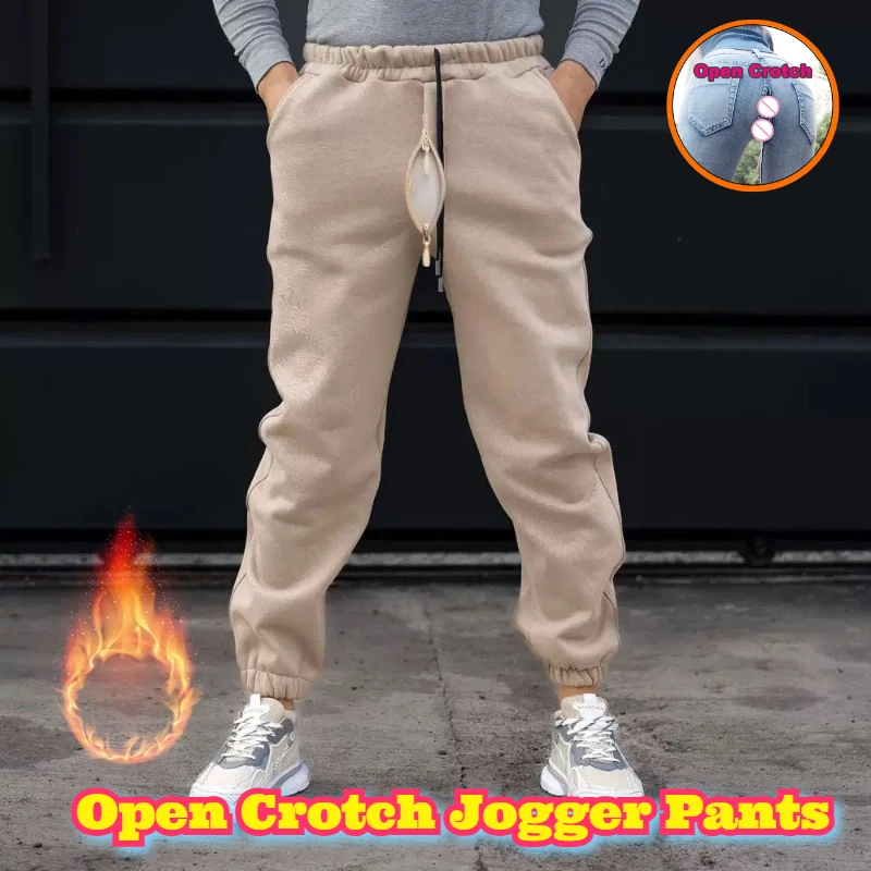 مفتوح المنشعب الرجال الوزن الثقيل الصوف بنطال رياضي شتاء دافئ لينة مدبب Sweatpants تجريب عادية في الهواء الطلق التدريب الشارع الشهير