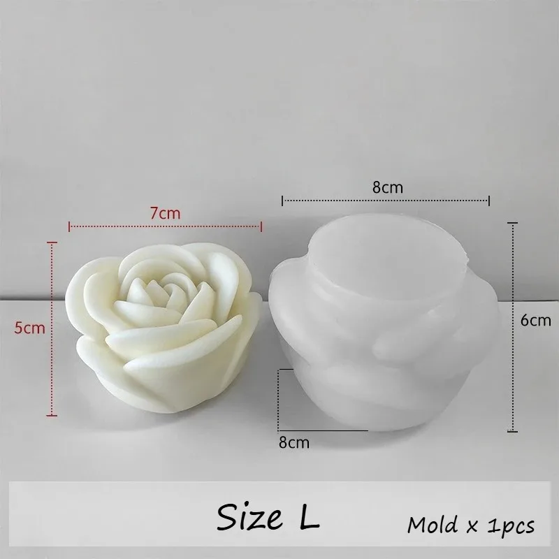 Mehrgrößen 3D Romantische Rosen-Silikonform DIY Kerzen- und Seifenherstellungswerkzeug Hochzeitstorten-Dekoration Perfektes Valentinstagsgeschenk – Detail 9