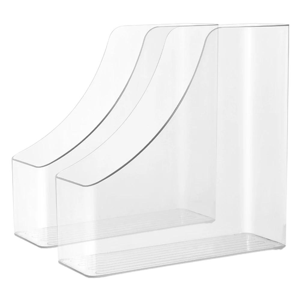 

2pcs Transparent Vertical Desktop Storage Rack For Documents Stationery Office Home School Library Plastic Magazine