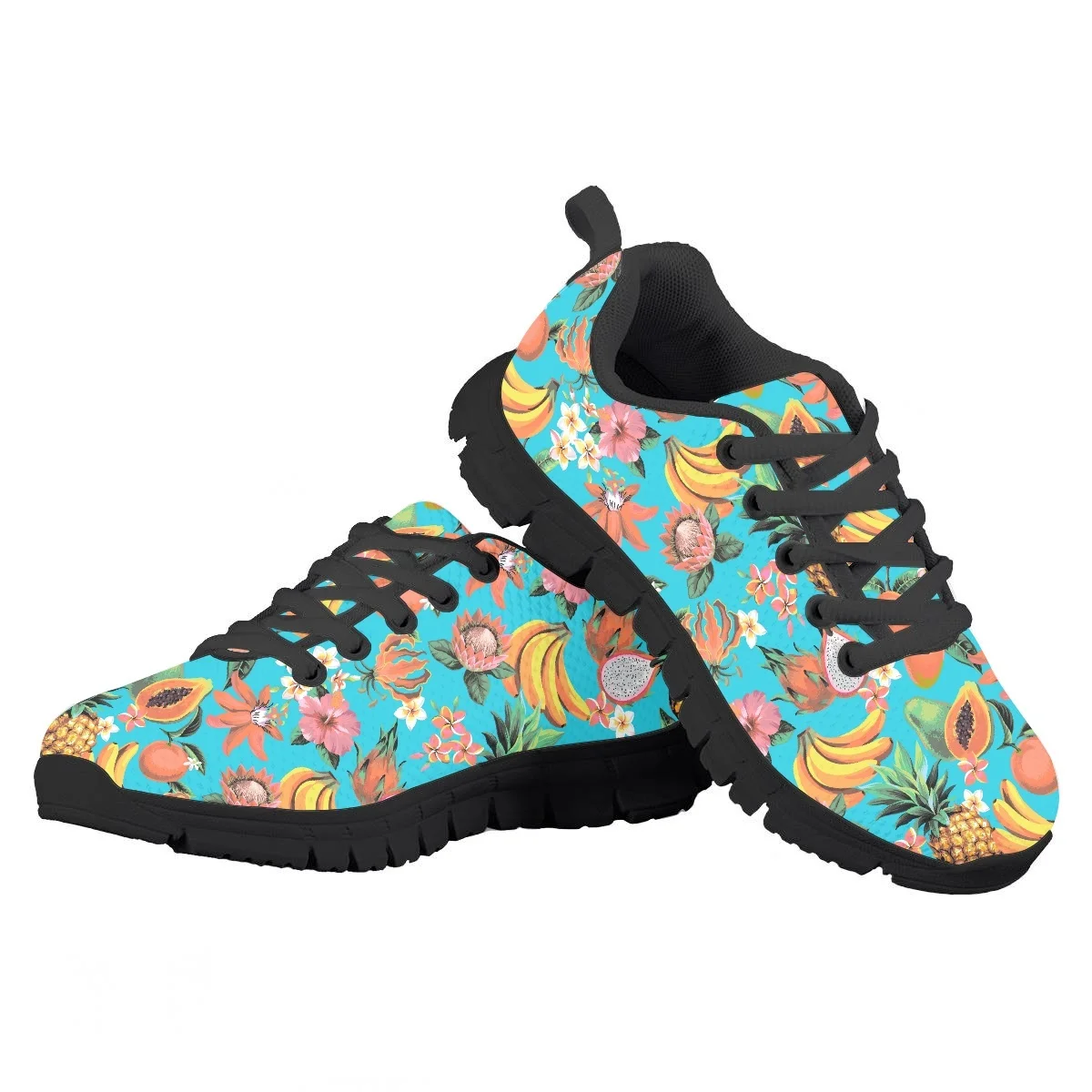 

Polynesian Tropical Fruit Pattern Children's Running Shoes Durable Lace Up Breathable Casual Sneakers Outdoor Travel Soft Flats