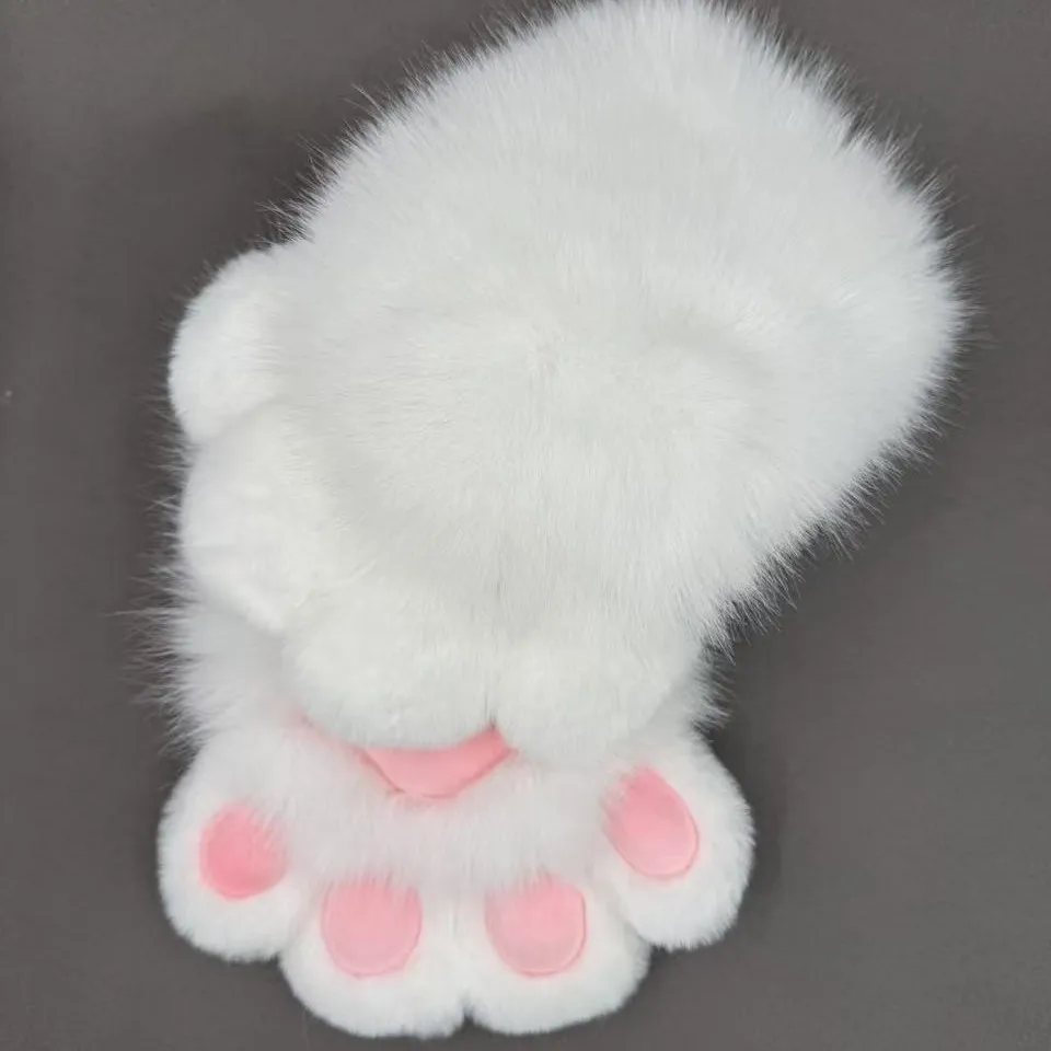 

Colorful Cute Kawaii Fluffy Cat Paw Gloves Halloween Party Cosplay Wearable Plush Animal Cat Paw Costume Animal Cat Paws No Nail