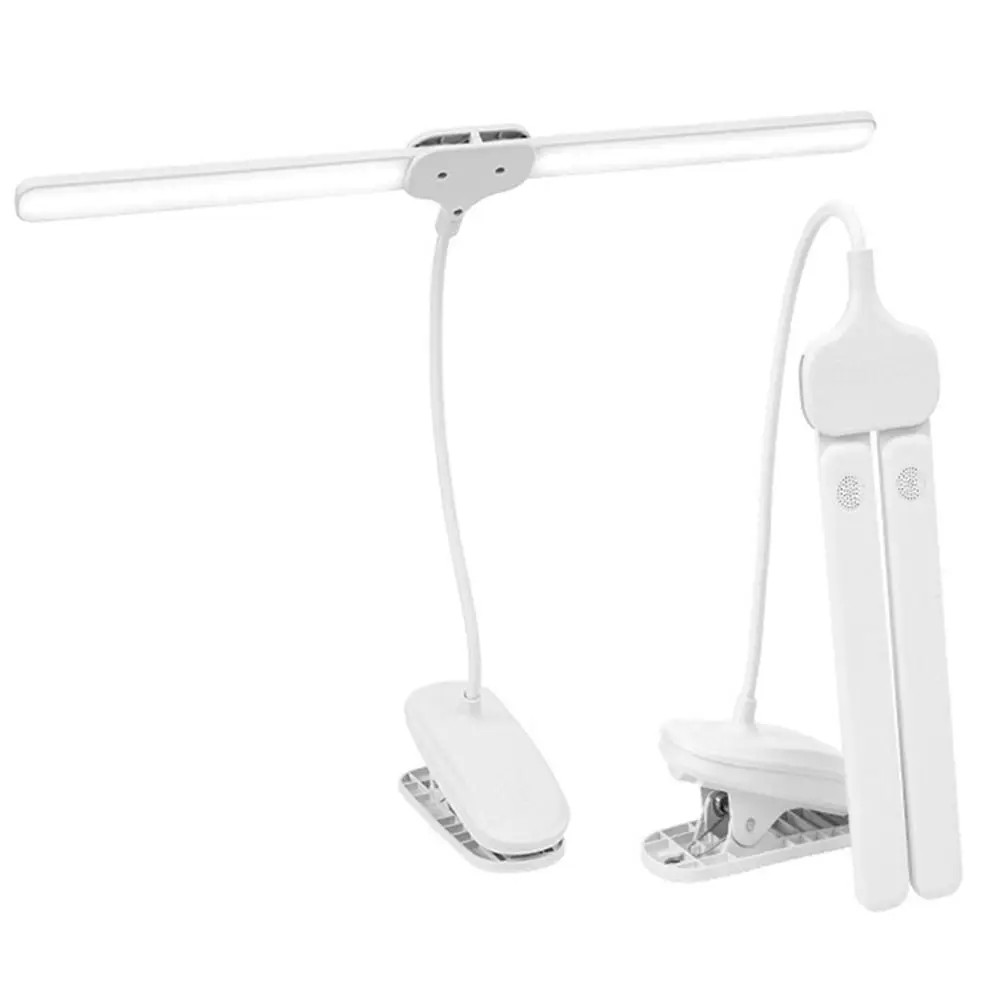

3 Colors LED Clamp Double Head Desk Lamp Flexible Touch Dimming LED Book Clip Lights Energy-Efficient Foldable Clamp Night Light