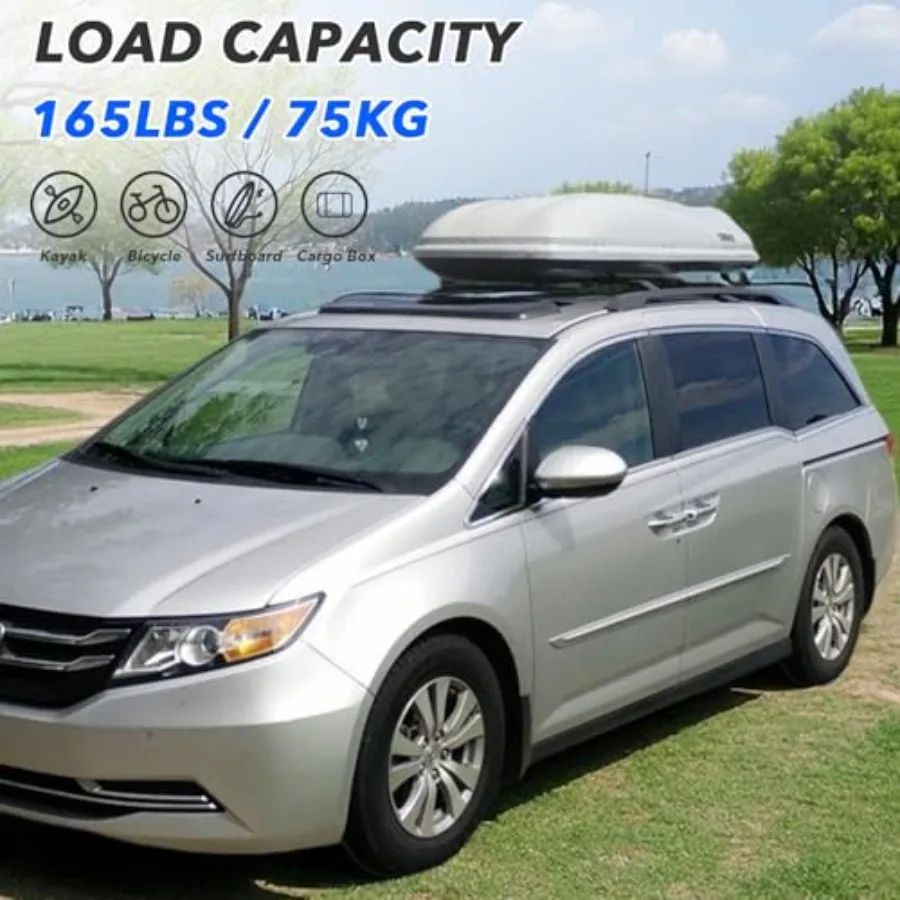혼다 오디세이 2011-2017 호환 루프랙 사이드 레일 크로스바 4개, 블랙 루프 레일, 짐을 안전하게 운반하기 위한 제품