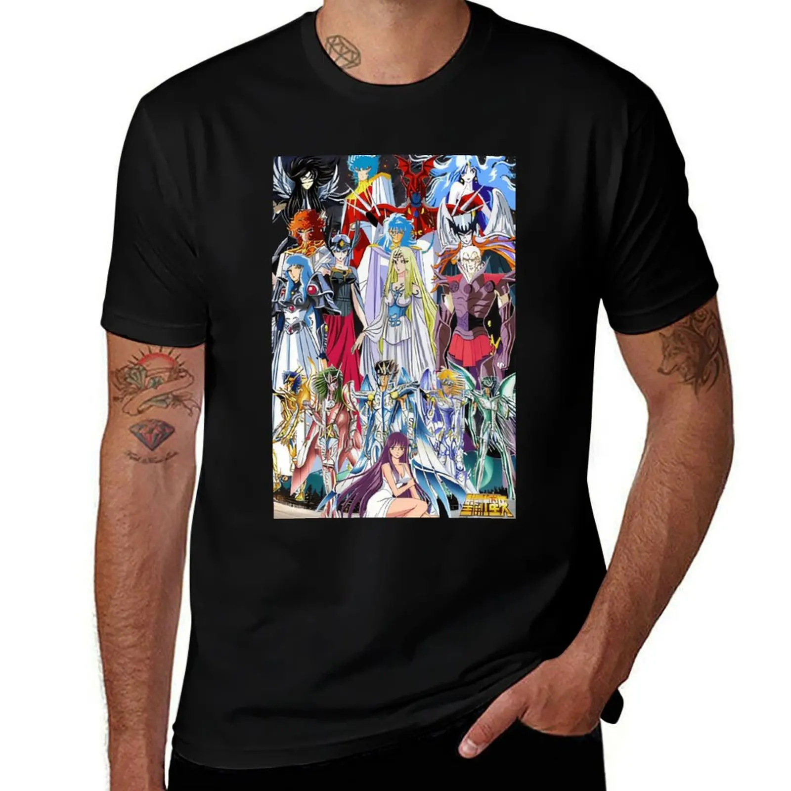 

Patterned Tee Stretchy Minimalist Style for Casual Outfits Classic Slim Saint Seiya Bronze Saint Seiya Shun Shiryu Hyoga Ikki