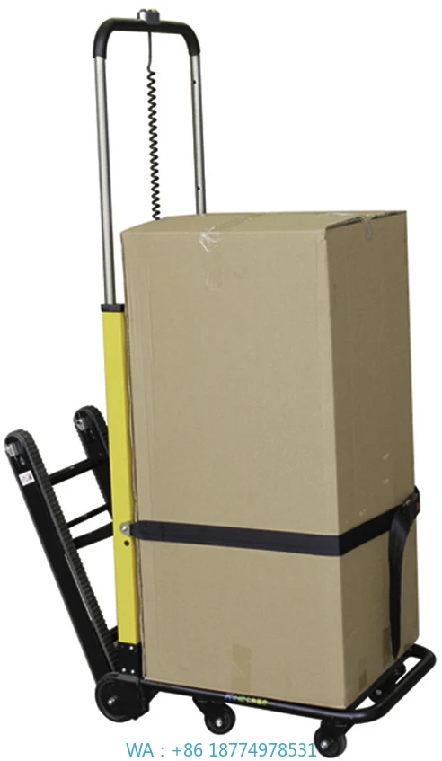 

Грузовик для складской, логистики и промышленной транспортировки. Сверхмощная электрическая тележка для подъема по лестнице. | Моторизованный лестничный подъемник