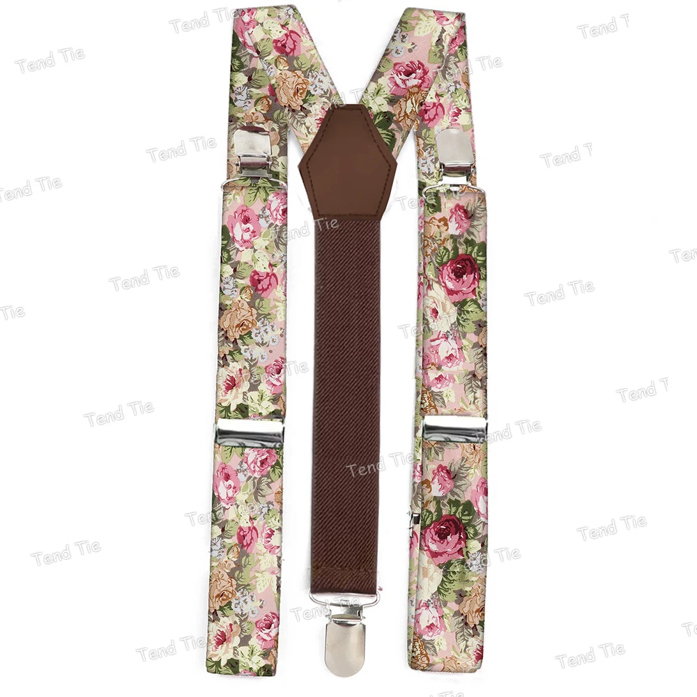 Adorável impresso floral algodão suspensórios adulto cintas ajustáveis elásticas y-back cintas lindo vestido saia traje accesseries