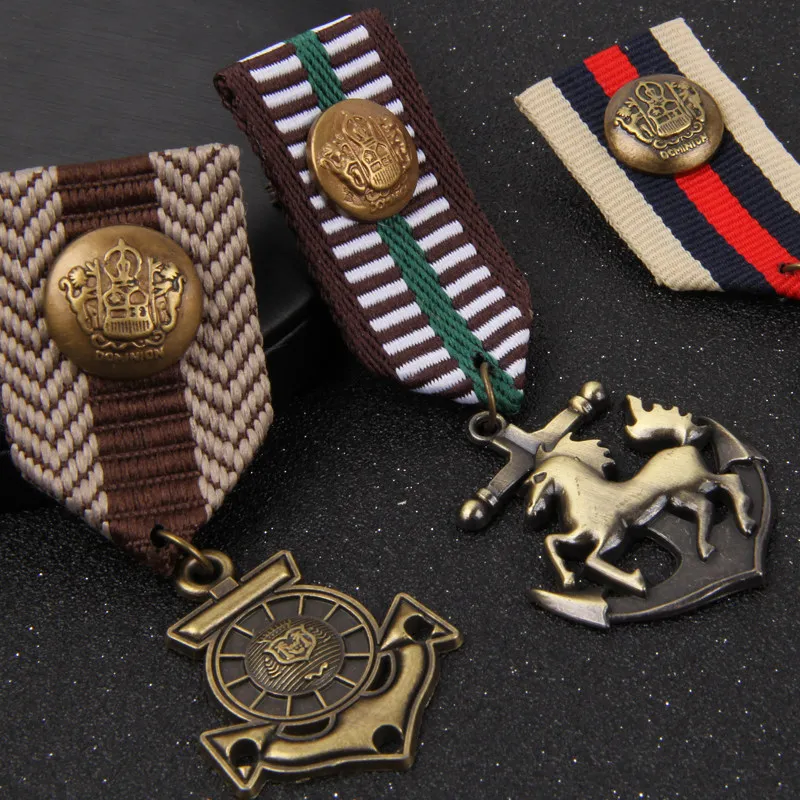 British Navy Style Jk Retro Metal Brooch Fashionable Retro Ribbon Pin Small Badge School Clothes Accessories Decoration