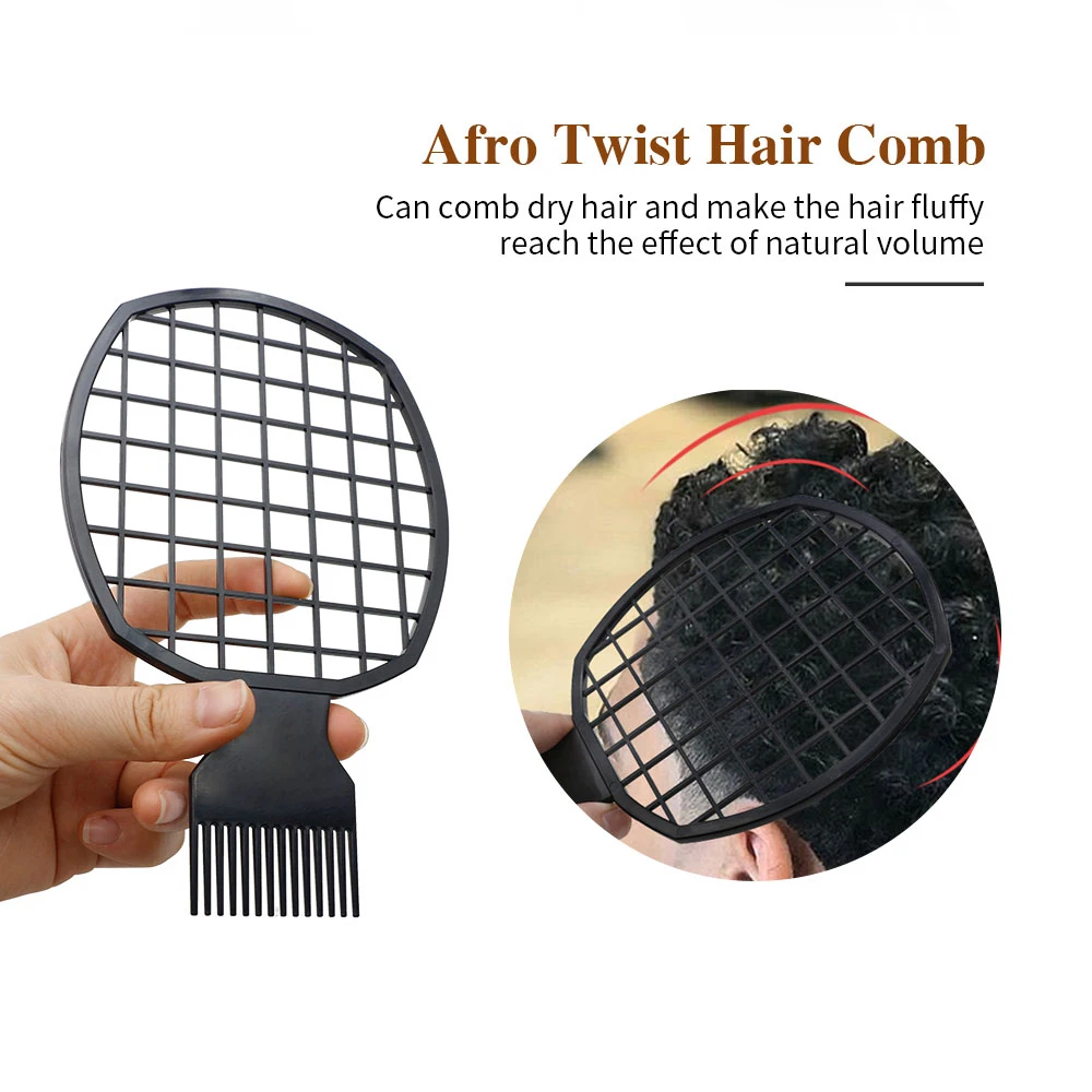 1/2pcs Afro Curly Hair Net Comb Stainless Steel Pick Hair Fork Comb Double Headed Twist Hair Comb Black Men Hairstyles Tools Set image 3