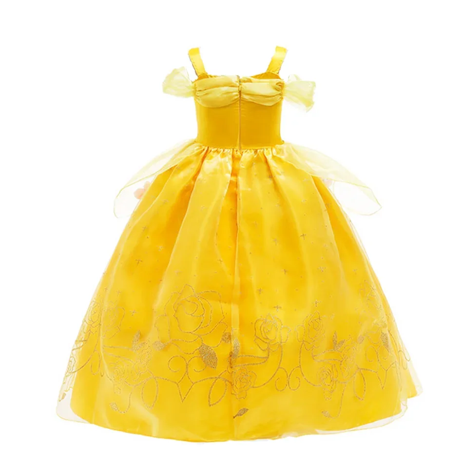 Belle Costume Girl Beauty and Beast Dress Kids Birthday Flower Clothes Children Dinner Costume Cosplay Halloween Disguise