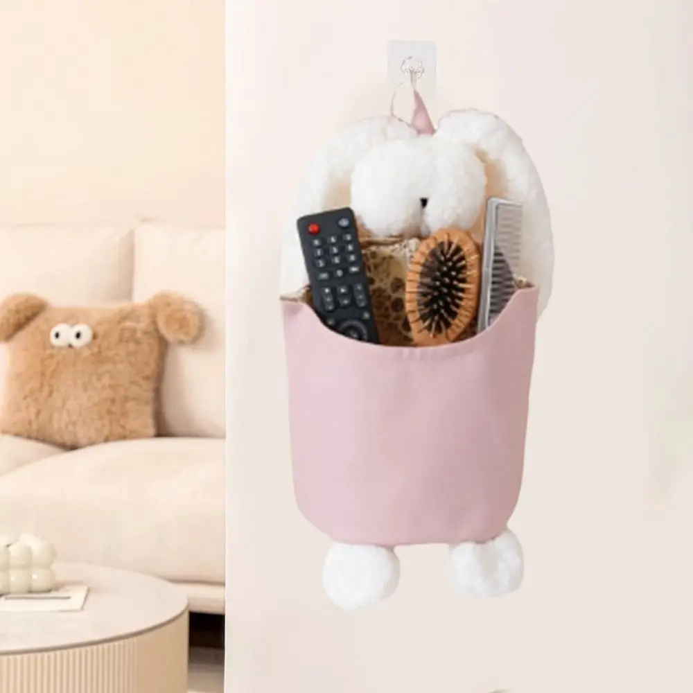 Cotton Rabbit Shape Storage Bag Hangable Cartoon Newborn Bed Headboard Organizer Decorative Large Capacity Baby Crib Storage Bag