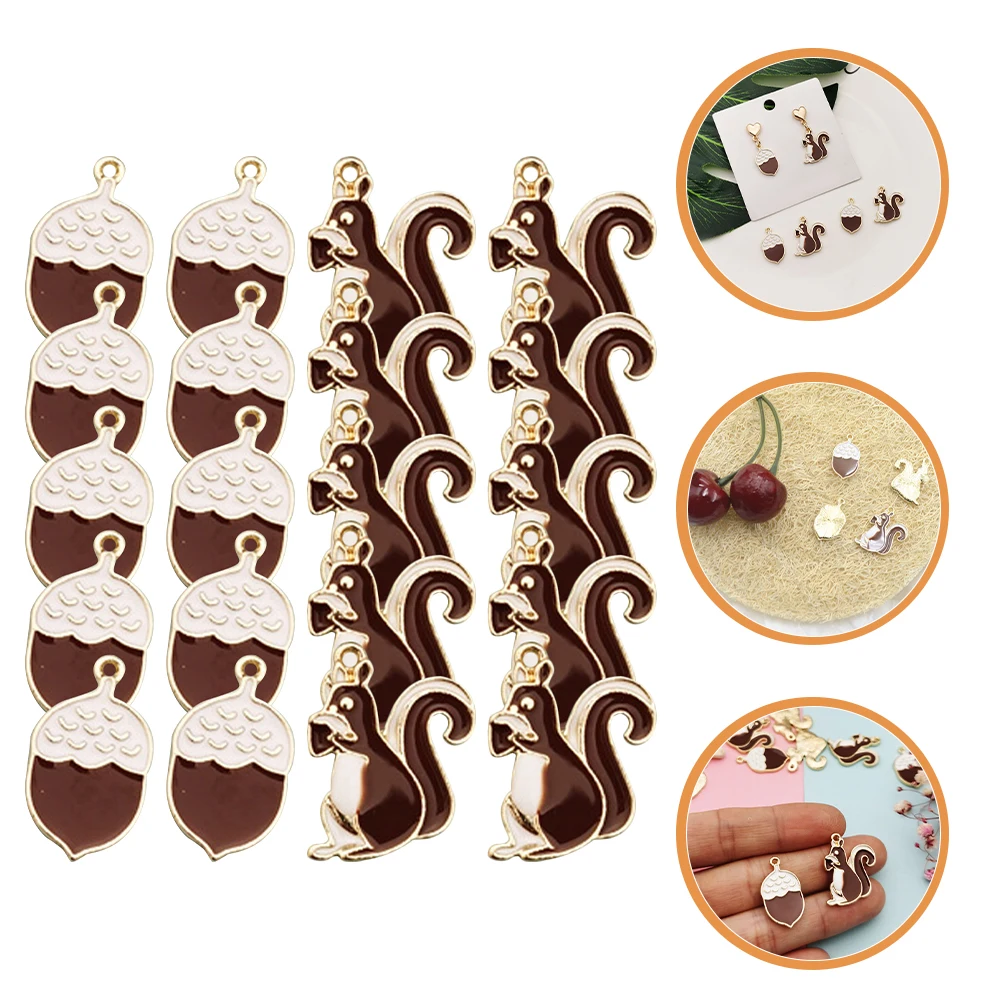 

20pcs Squirrel Pine Cone Jewelry Charm Pendant Bracelet Necklace Charms Crafts Supplies Skin Friendly Durable